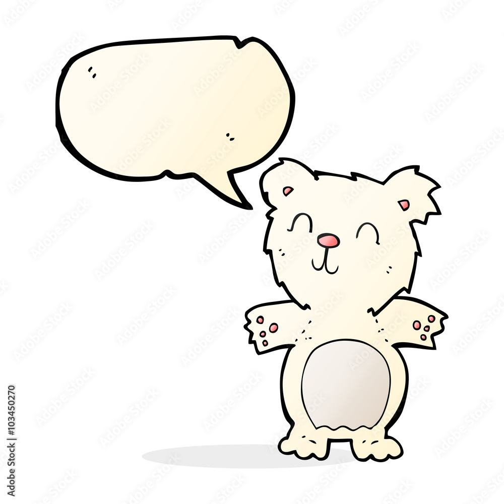 cartoon cute polar bear cub with speech bubble cartoon cute polar bear cub with speech bubble
