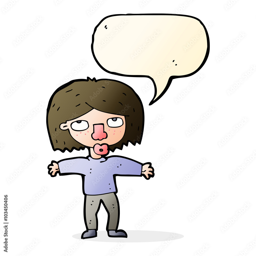 cartoon girl looking upwards with speech bubble cartoon girl looking upwards with speech bubble