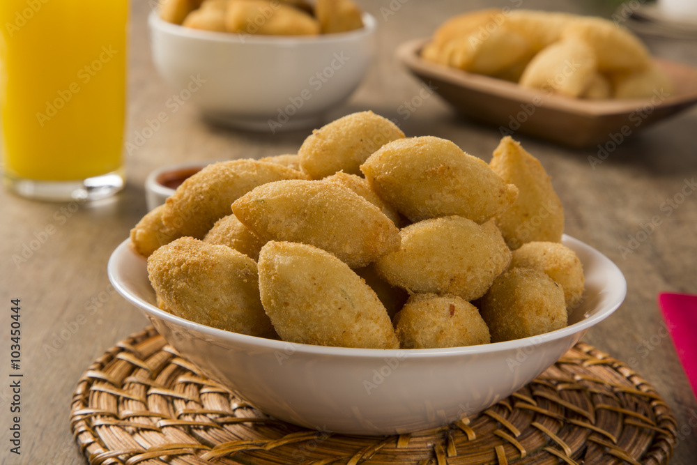 Brazilian snack fried with cheese ham Brazilian snack fried with cheese ham