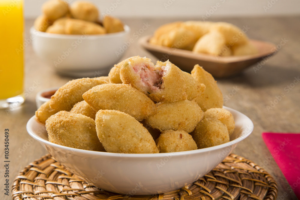 Brazilian snack fried with cheese ham Brazilian snack fried with cheese ham