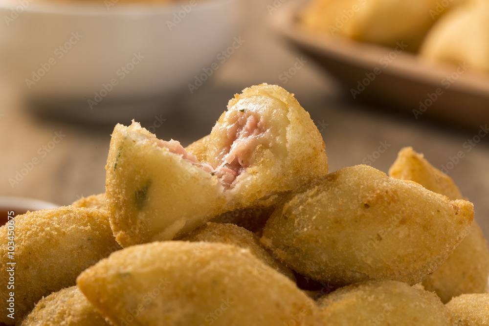 Brazilian snack fried with cheese ham Brazilian snack fried with cheese ham