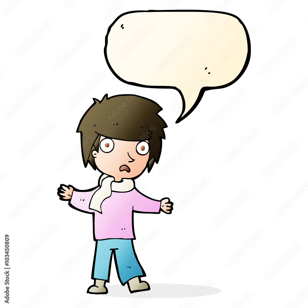 cartoon unhappy boy with speech bubble cartoon unhappy boy with speech bubble