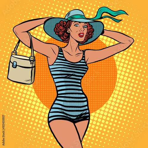 Girl retro bather