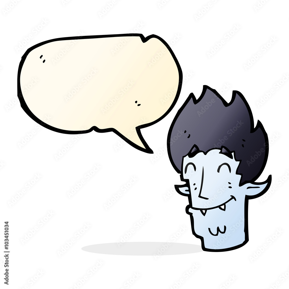 cartoon happy vampire head with speech bubble cartoon happy vampire head with speech bubble