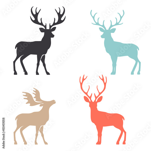 Silhouette deer with great antler animal vector illustration.