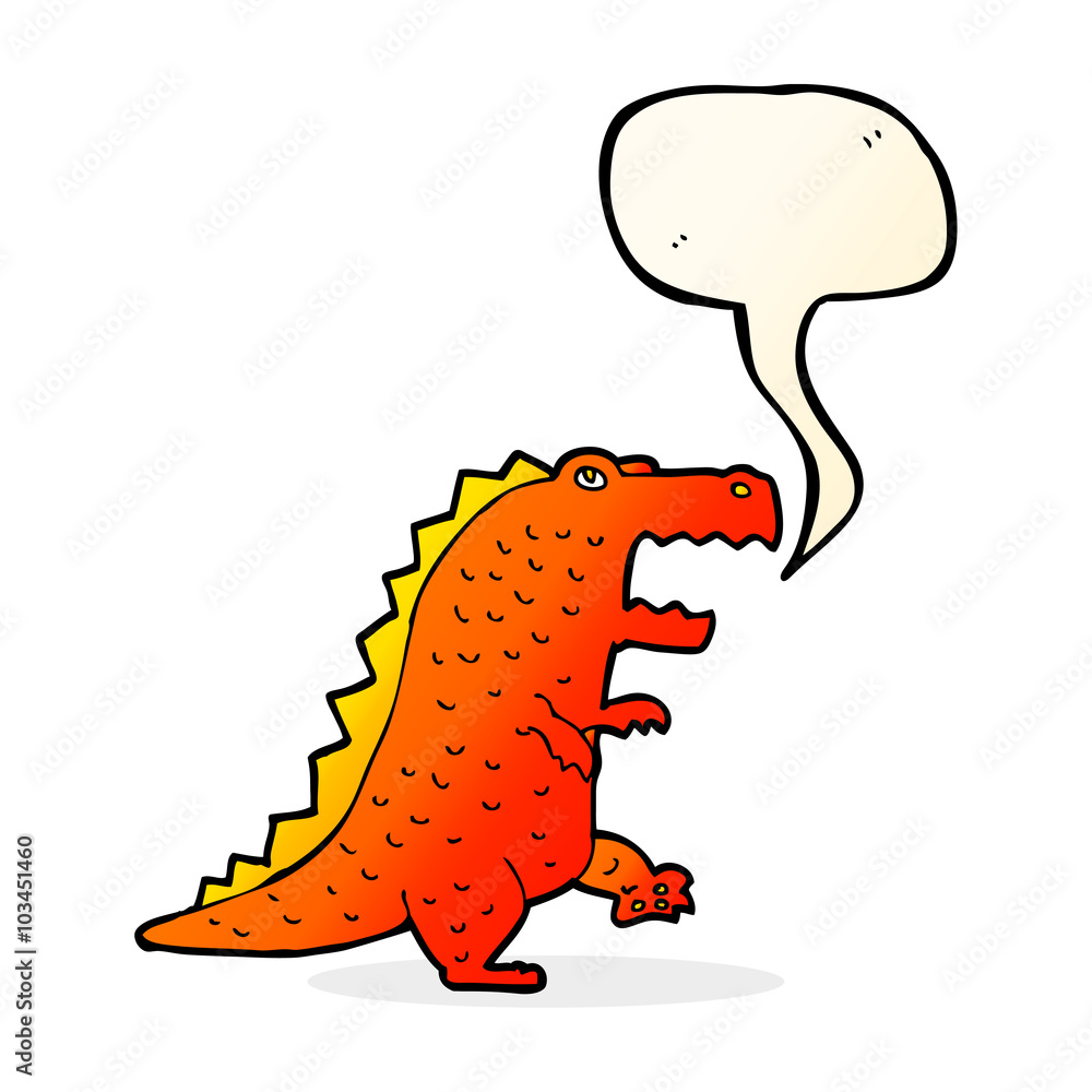 Obraz premium cartoon dinosaur with speech bubble