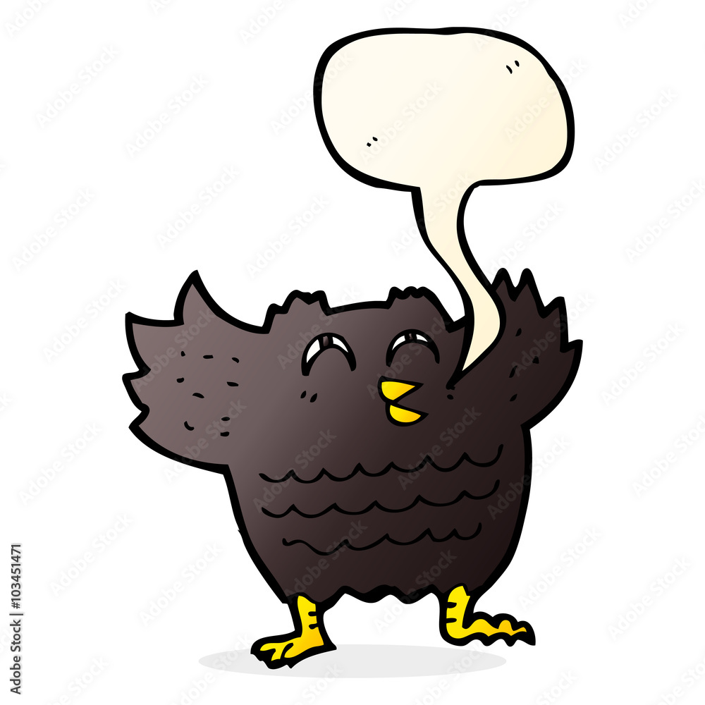 cartoon black bird with speech bubble cartoon black bird with speech bubble