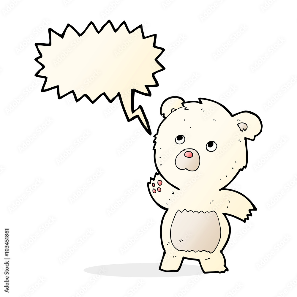 cartoon curious polar bear with speech bubble cartoon curious polar bear with speech bubble