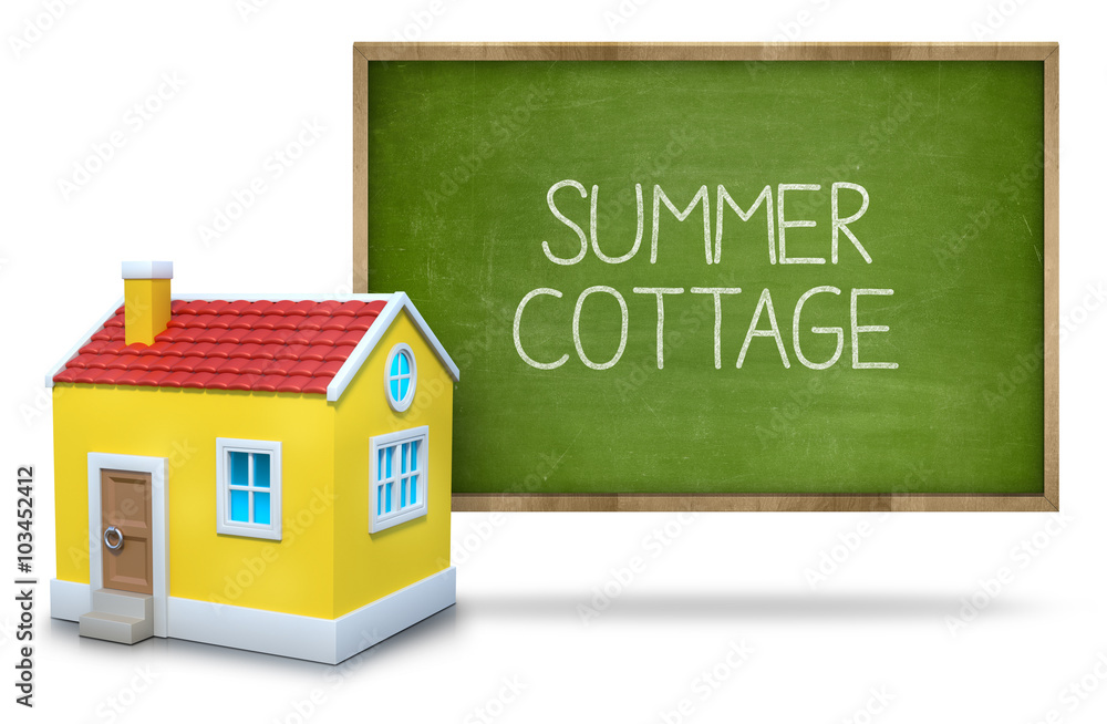 Summer cottage on blackboard