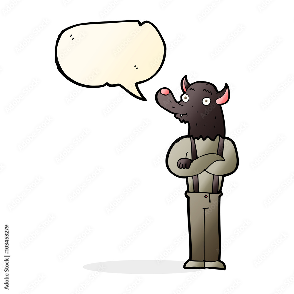 cartoon friendly werewolf with speech bubble cartoon friendly werewolf with speech bubble