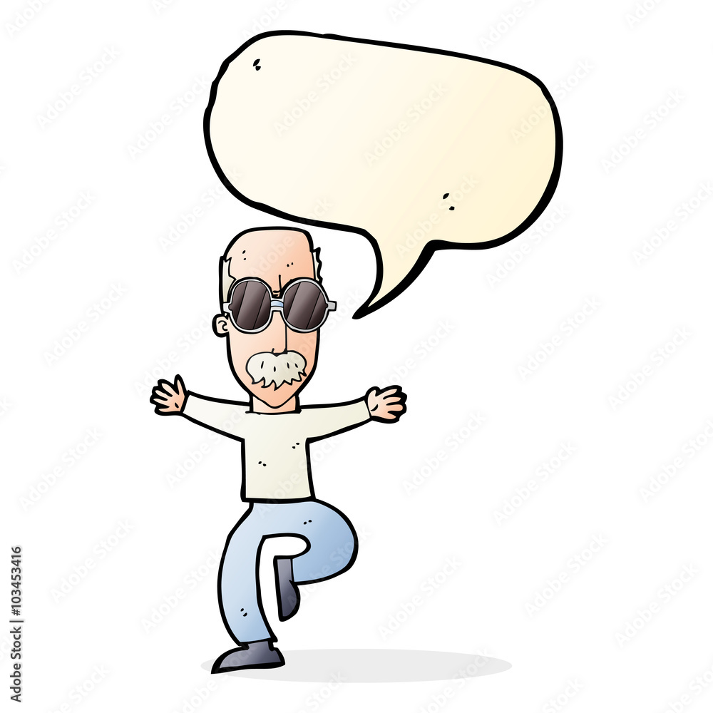 cartoon old man wearing big glasses with speech bubble cartoon old man wearing big glasses with speech bubble
