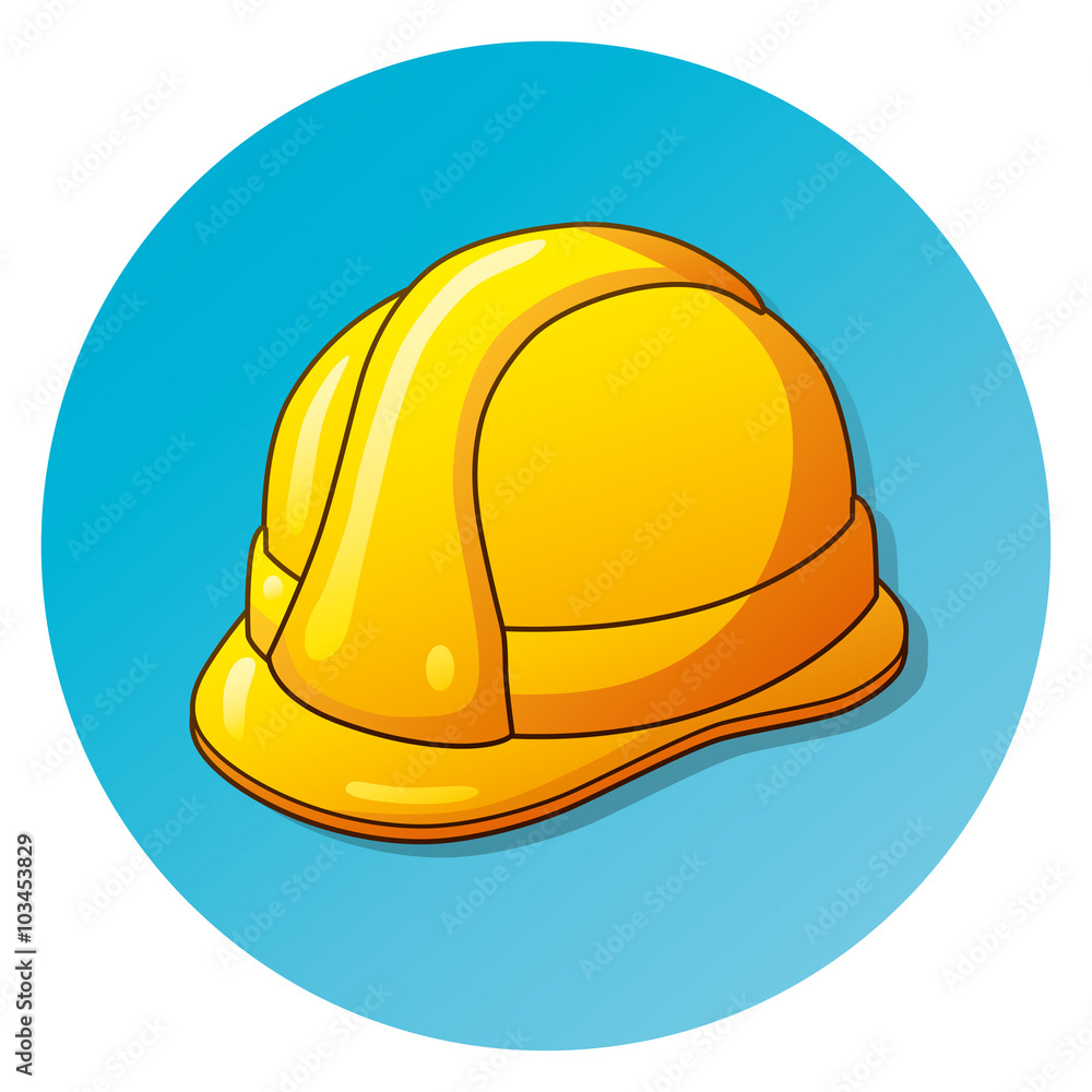 Fototapeta premium Safety helmet icon on a blue background.