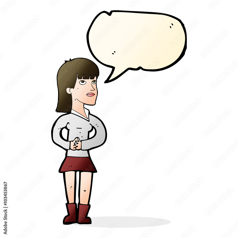cartoon woman waiting with speech bubble cartoon woman waiting with speech bubble