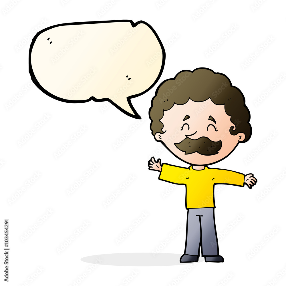 cartoon boy with mustache with speech bubble cartoon boy with mustache with speech bubble