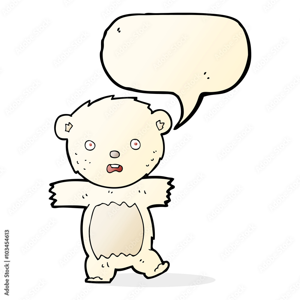 cartoon shocked polar bear cub with speech bubble cartoon shocked polar bear cub with speech bubble
