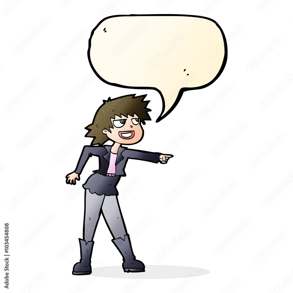 cartoon woman pointing with speech bubble cartoon woman pointing with speech bubble