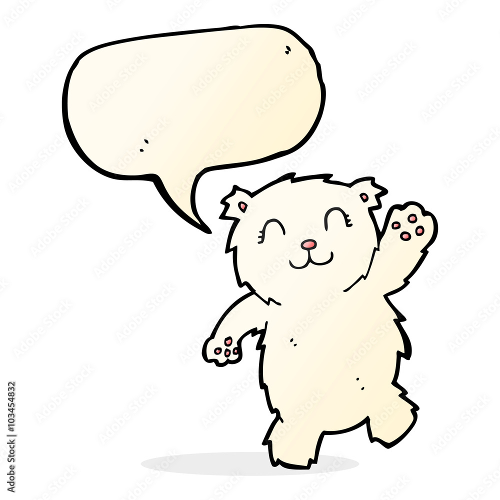 cartoon waving polar bear with speech bubble cartoon waving polar bear with speech bubble