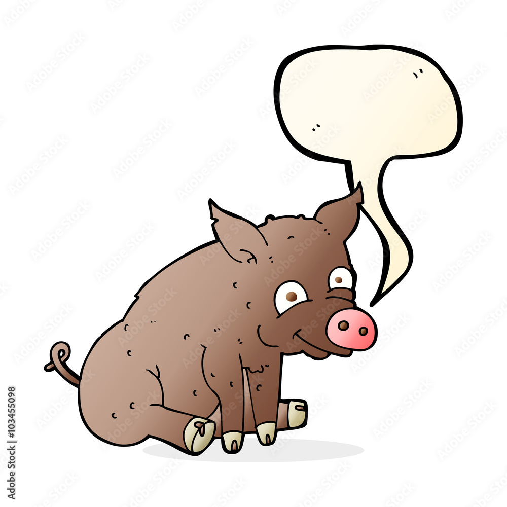 cartoon happy pig with speech bubble cartoon happy pig with speech bubble