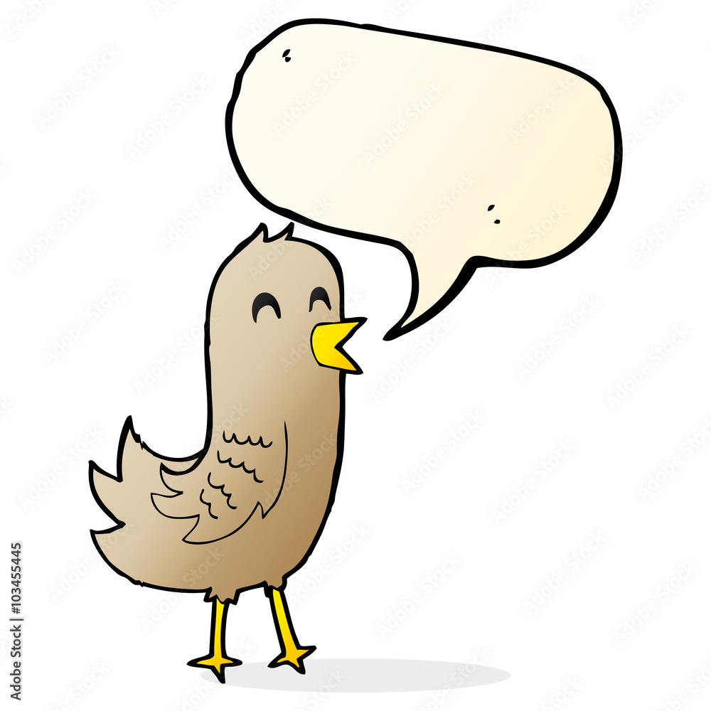cartoon happy bird with speech bubble cartoon happy bird with speech bubble