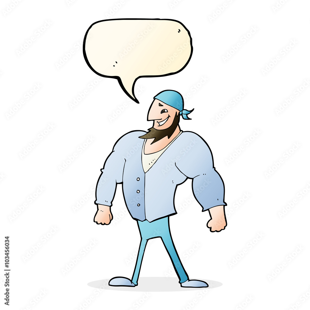 cartoon manly sailor man with speech bubble cartoon manly sailor man with speech bubble
