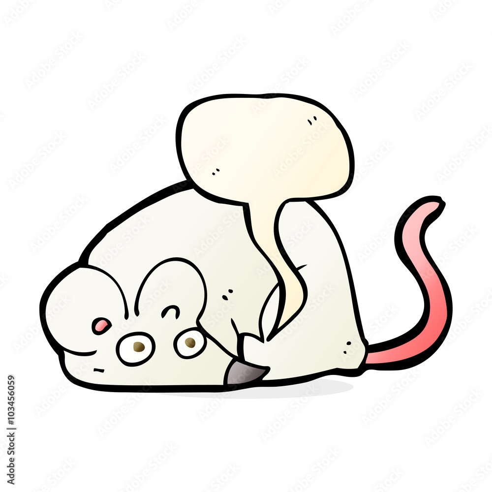 cartoon white mouse with speech bubble cartoon white mouse with speech bubble