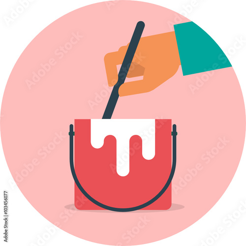 Mix the paint and powder - Circle Icon. Modern Design Flat Style Icon