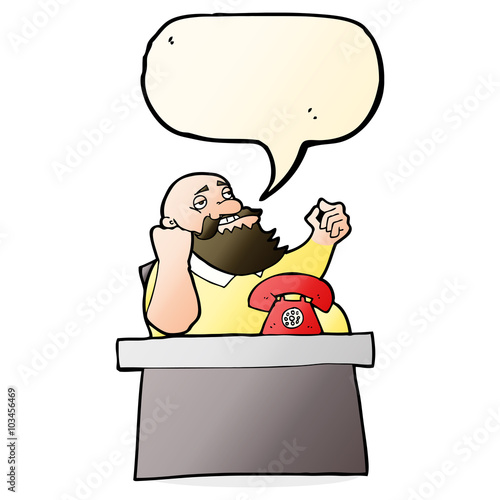cartoon arrogant boss man with speech bubble