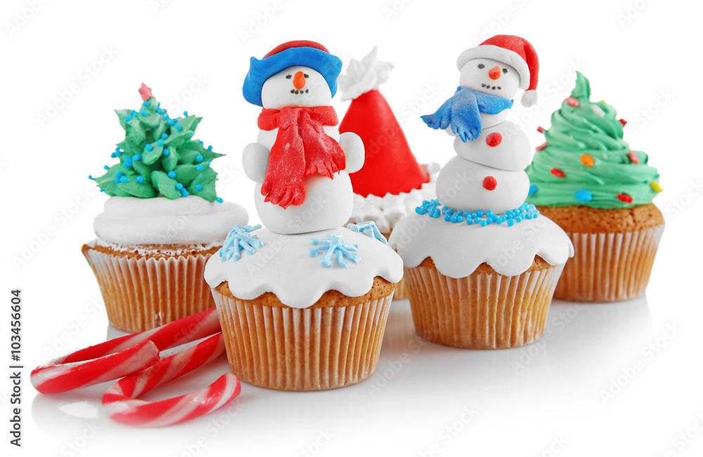 Christmas cupcakes isolated on white Christmas cupcakes isolated on white