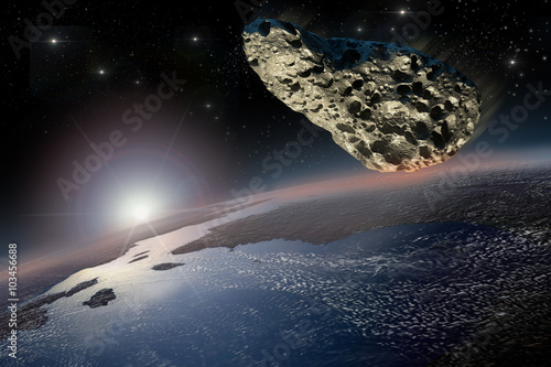 Fotografie Asteroid on a collision course with Earth.