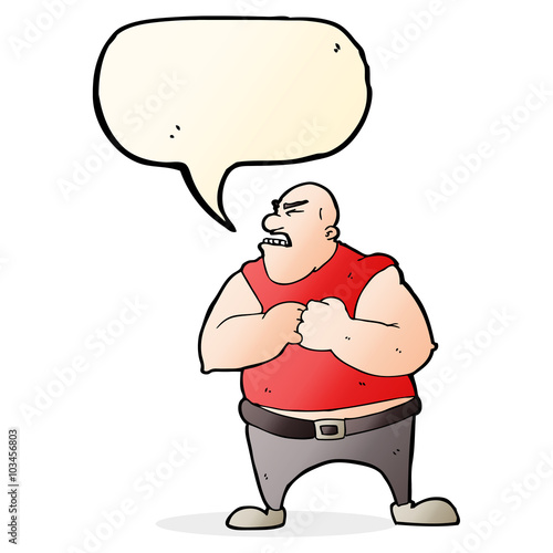 cartoon violent man with speech bubble