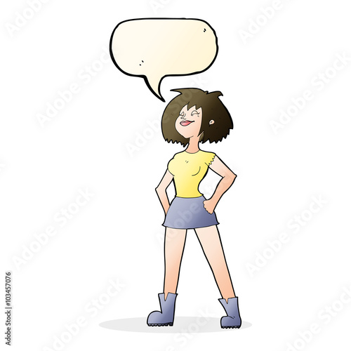 cartoon capable woman with speech bubble