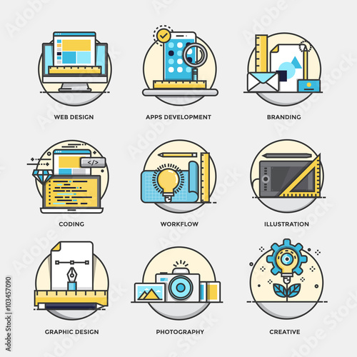 Modern flat color line designed concepts icons