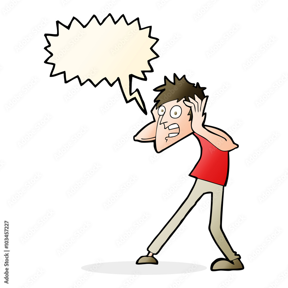 cartoon man panicking with speech bubble cartoon man panicking with speech bubble