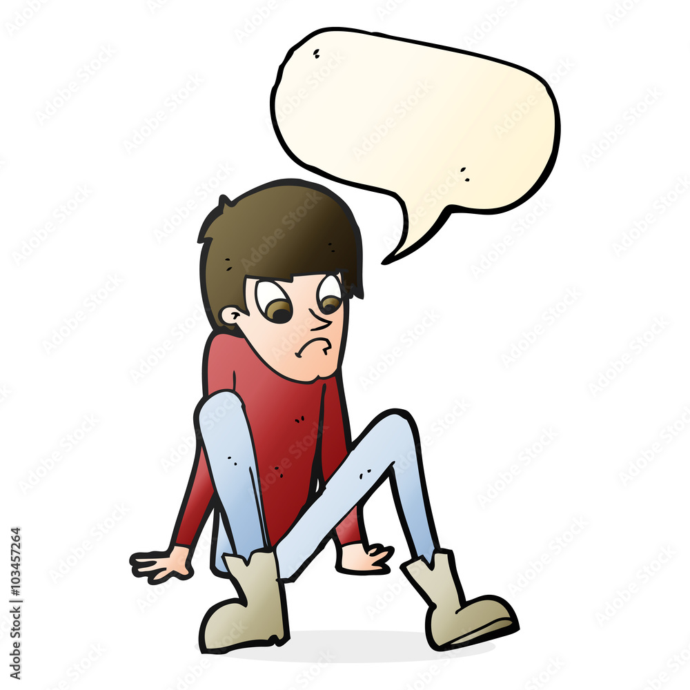 cartoon boy sitting on floor with speech bubble cartoon boy sitting on floor with speech bubble