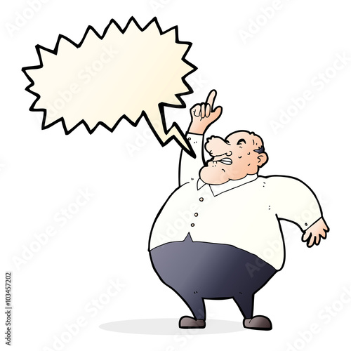 cartoon big fat boss with speech bubble