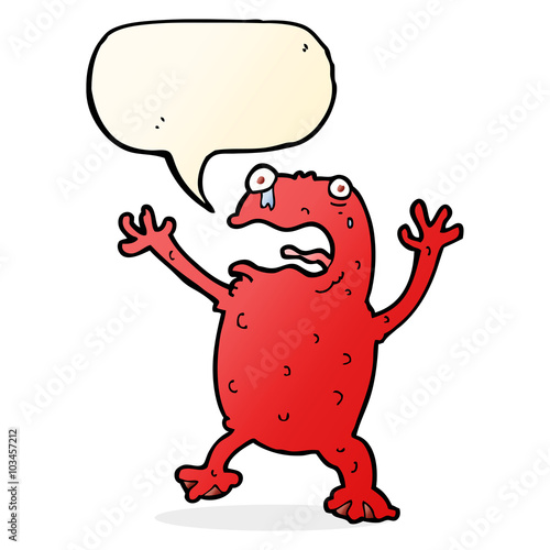 cartoon poisonous frog with speech bubble