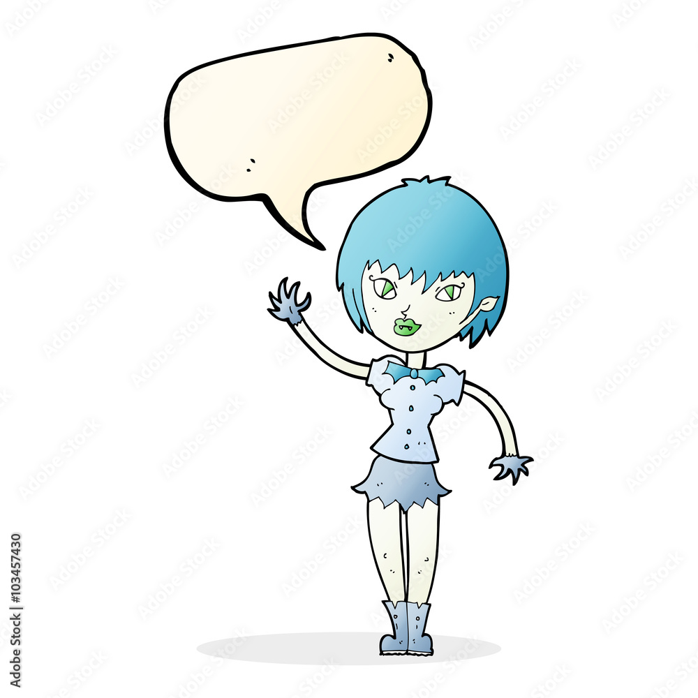 cartoon vampire girl with speech bubble cartoon vampire girl with speech bubble
