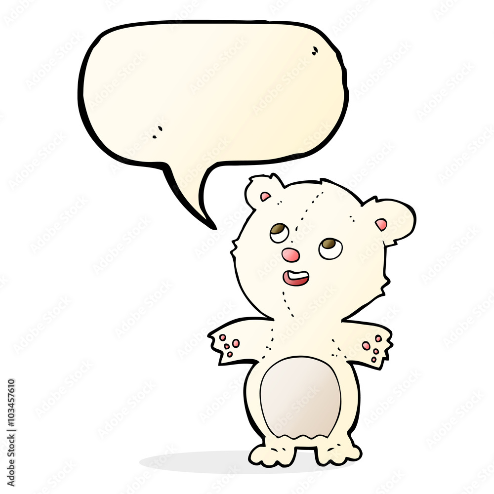 cartoon happy little polar bear with speech bubble cartoon happy little polar bear with speech bubble