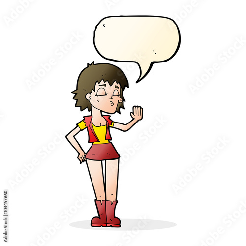 cartoon cool girl with speech bubble