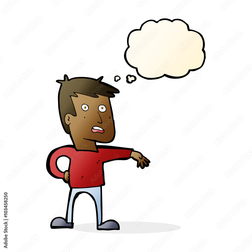 cartoon man making camp gesture with thought bubble cartoon man making camp gesture with thought bubble