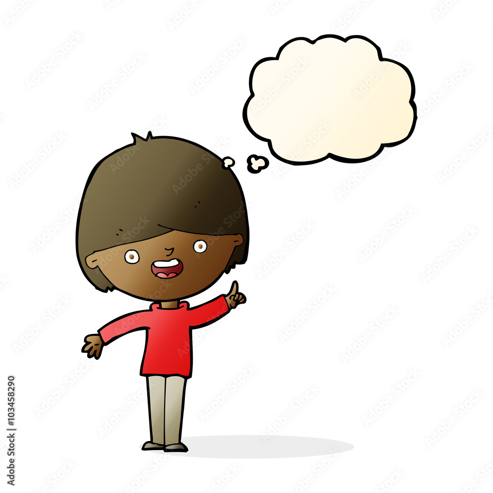 cartoon happy boy with thought bubble cartoon happy boy with thought bubble