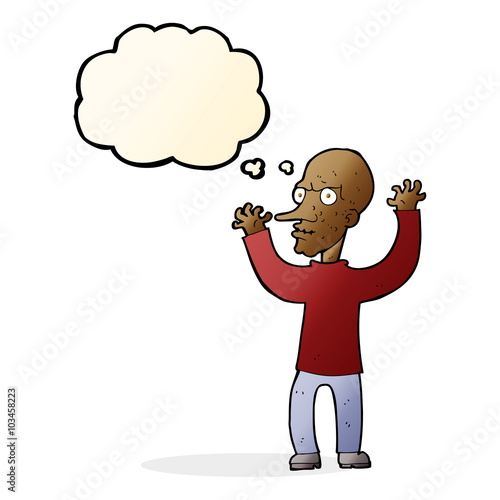cartoon mean man with thought bubble
