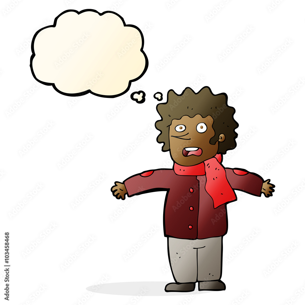 Fototapeta premium cartoon surprised man with thought bubble