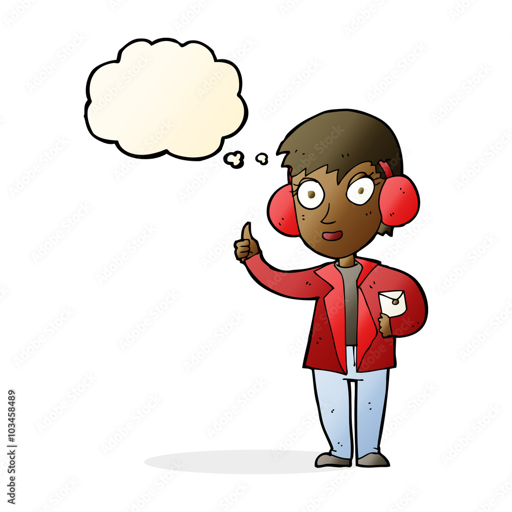 Obraz premium cartoon air force woman with thought bubble