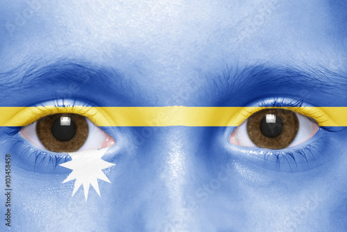 human's face with nauru flag