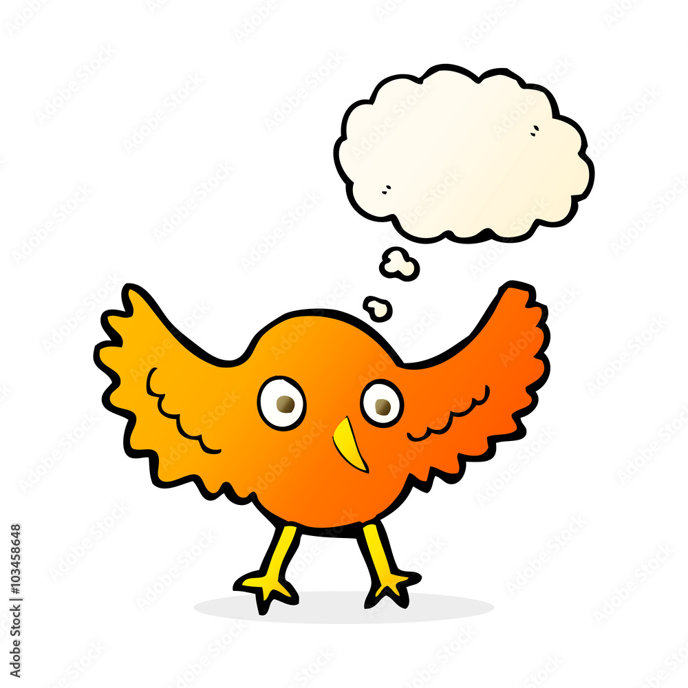 cartoon bird with thought bubble cartoon bird with thought bubble