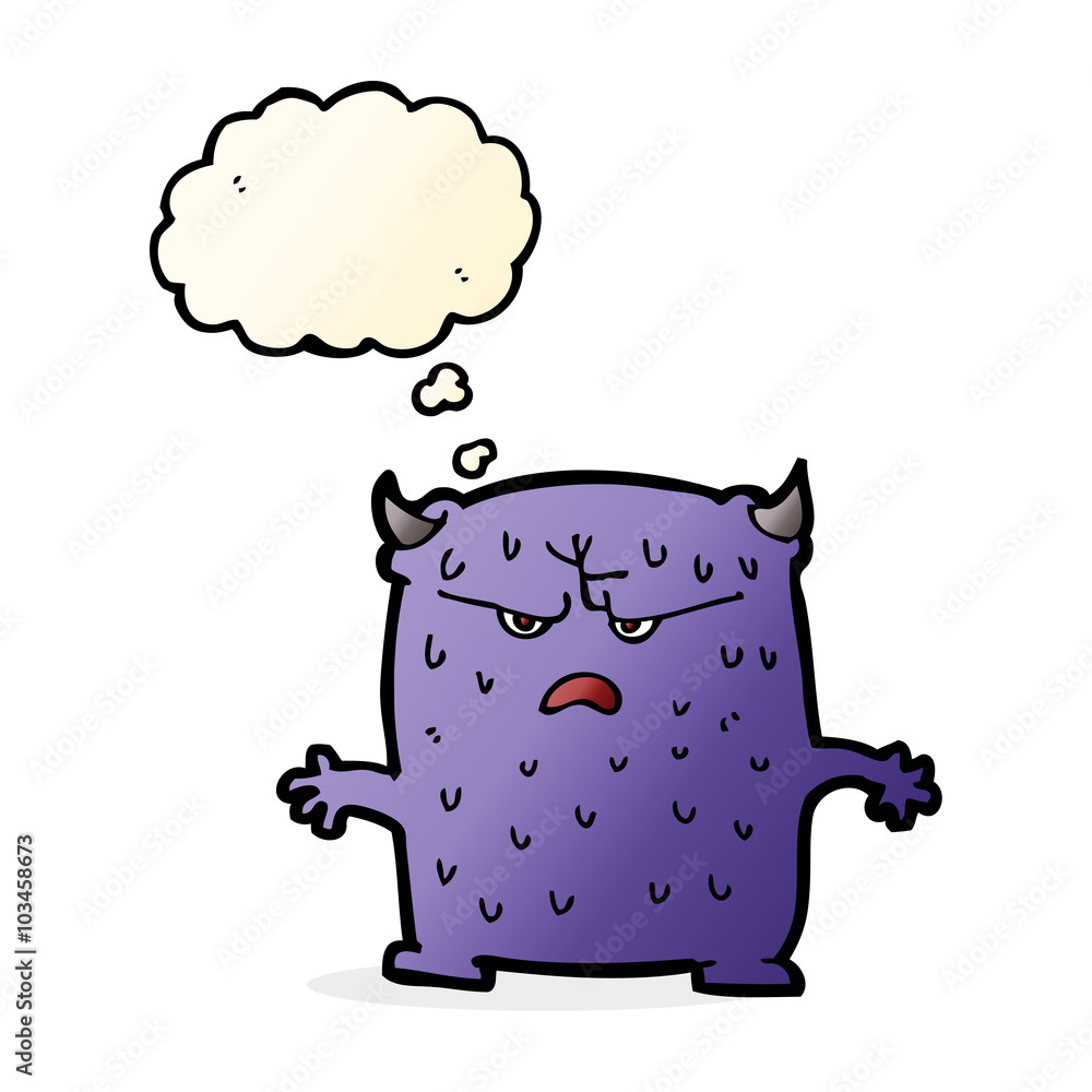 cartoon little alien with thought bubble cartoon little alien with thought bubble