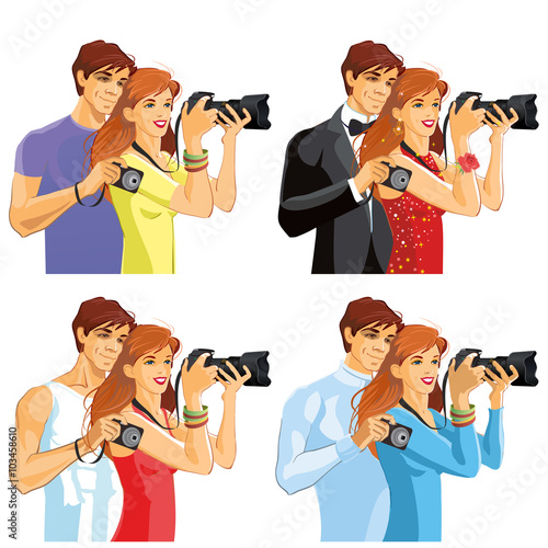 the girl and the guy with the cameras