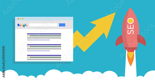 website SEO optimization - Modern flat design concept of improving search results.