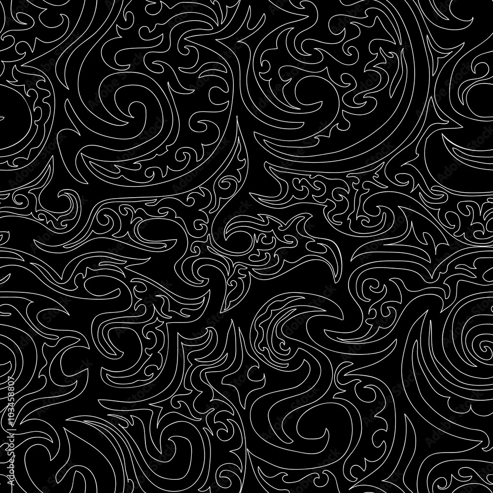 Beautiful black and white vector seamless pattern. You can use any ...